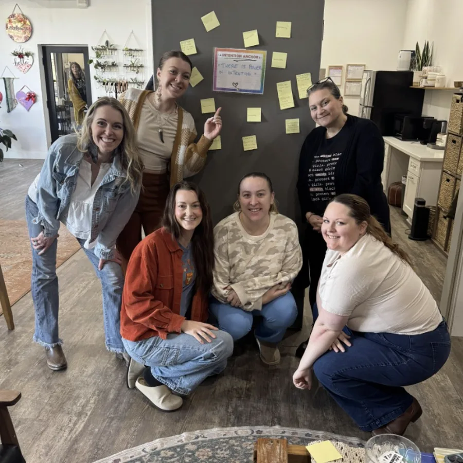 The Raw Hair Society team in Corvallis, Oregon during a Vitality Energy Potluck meeting