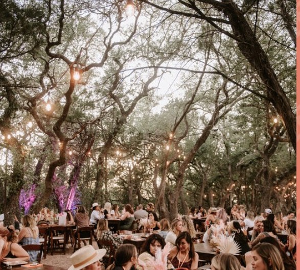 Dinner under the trees at the retreat