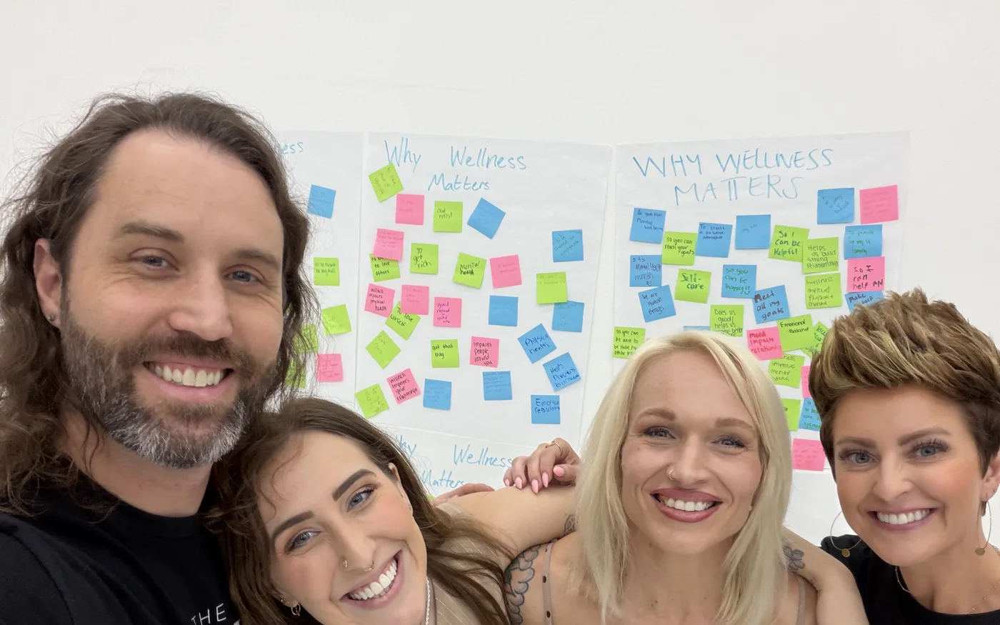 The Vitality Project team in front of Why Wellness Matters boards at a school orientation