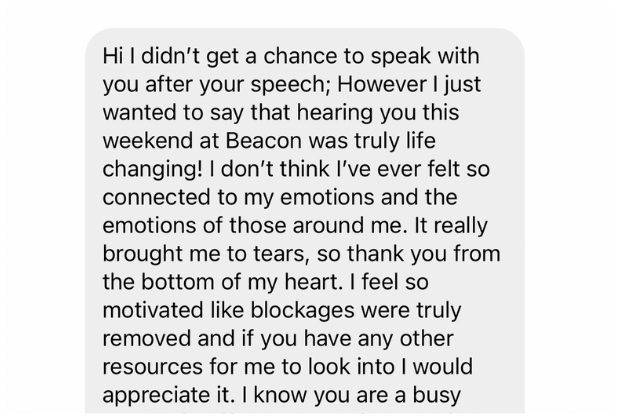 Audience message to Elizabeth Faye