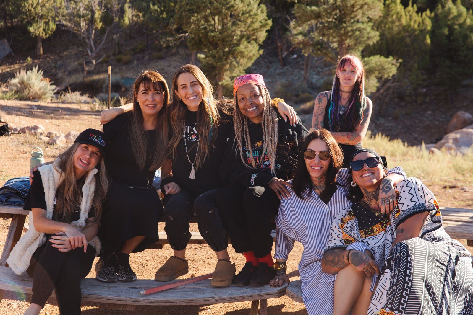 Elizabeth Faye with a group of beauty professionals outdoors