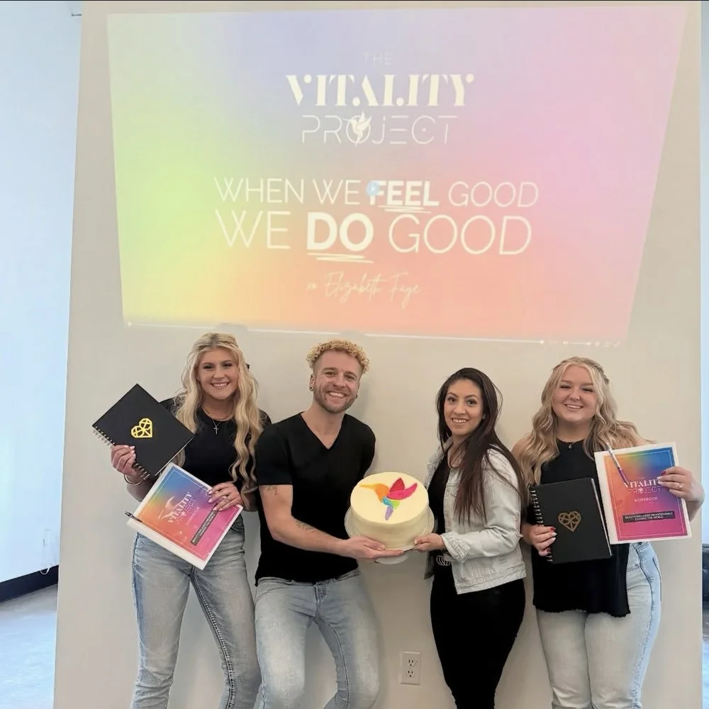Jake Sturm and the Salon Blaq team celebrating their Vitality Project kickoff in Driggs, Idaho